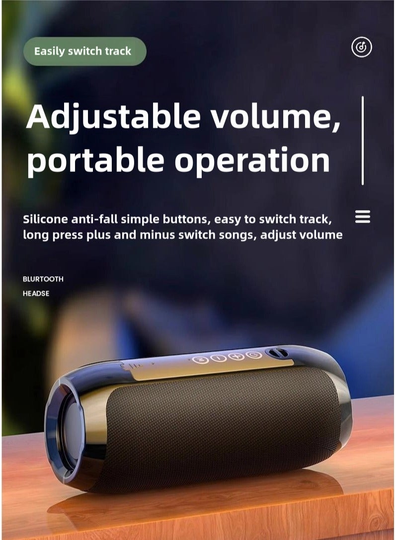Bluetooth Speaker, Dual Pairing Portable Outdoor Subwoofer Booming Bass Speaker For TV/ Tablet/ Phone/ PC, 3.5mm Audio Cable/ TF Card/ USB,  16 Hours Playtime Loud Stereo