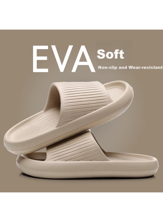 GUOLUOFEI Guoluofei Home Slippers For Men, Summer Non-slip Thick-soled Couple Bathroom Shower Sandals For Women, Khaki, Size 44-45  - Image 1