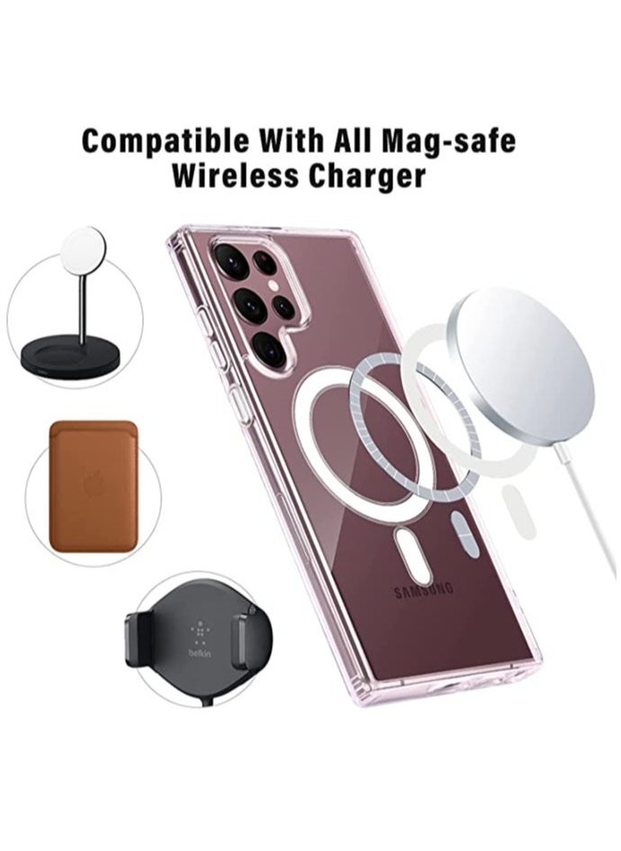 Samsung Galaxy S23 Ultra Case Slim Thin Magnetic Case Shock Absorption Anti-Scratch Hard Back Crystal Case Cell Phone Cover Compatible with Samsung Galaxy S23 Ultra Case