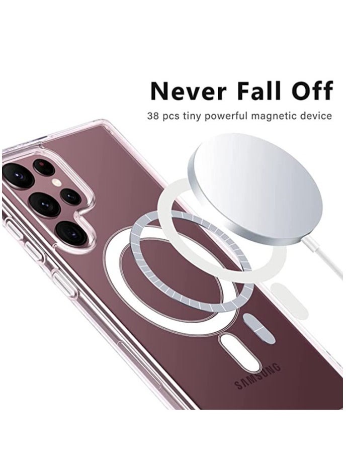 Samsung Galaxy S23 Ultra Case Slim Thin Magnetic Case Shock Absorption Anti-Scratch Hard Back Crystal Case Cell Phone Cover Compatible with Samsung Galaxy S23 Ultra Case