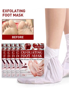 Jaysuing Exfoliating Foot Mask, AHA 30%+BHA 2% Peeling Solution, Moisturizing, Removes Calluses, Hydrates, Heals Cracked Dry Rough Heels, Peels Off Dead Skin 5 Pairs  - Image 1