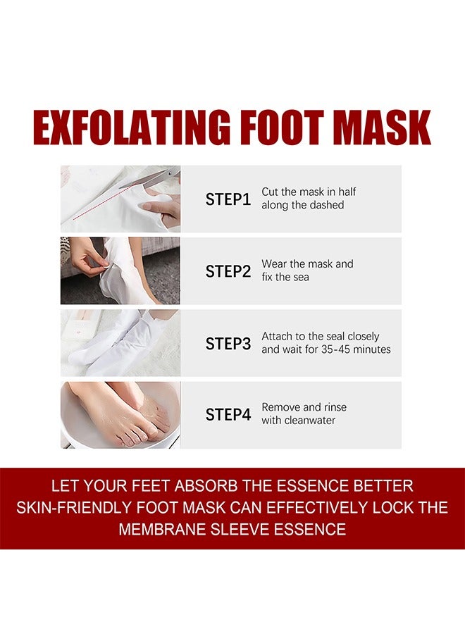 Exfoliating Foot Mask, AHA 30%+BHA 2% Peeling Solution, Moisturizing, Removes Calluses, Hydrates, Heals Cracked Dry Rough Heels, Peels Off Dead Skin 5 Pairs