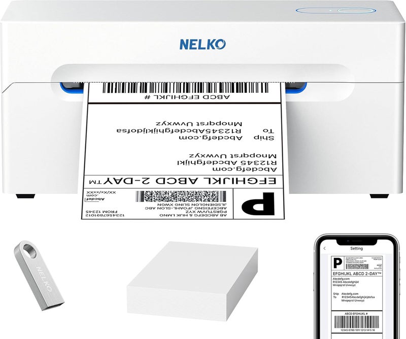 Nelko Bluetooth Thermal Shipping Label Printer, Wireless 4x6 Shipping Label Printer for Small Business, Support Android, iPhone and Windows, Widely Used for Amazon, Shopify, Etsy(White) - Image 1