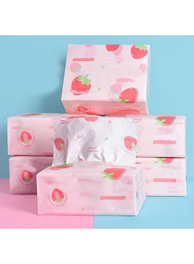 Strawberry Printed 4 Layer Soft Tissue Paper 75 Sheets For Home Party And Daily Cleaning - Image 3