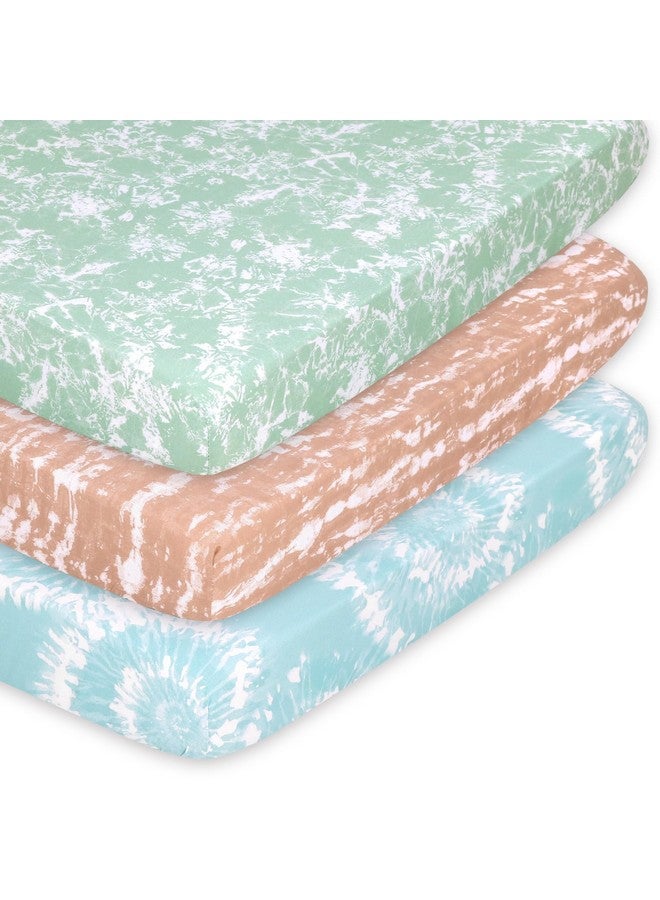 The Peanut Shell أوراق بيبي شيلد للعب، أوراق سرير ميني، أوراق بلايارد، بلاي بن، أغطية سرير محمولة للصبي أو الفتاة، تصميم بوهيمي مع صبغة 3 حزمة - Image 1