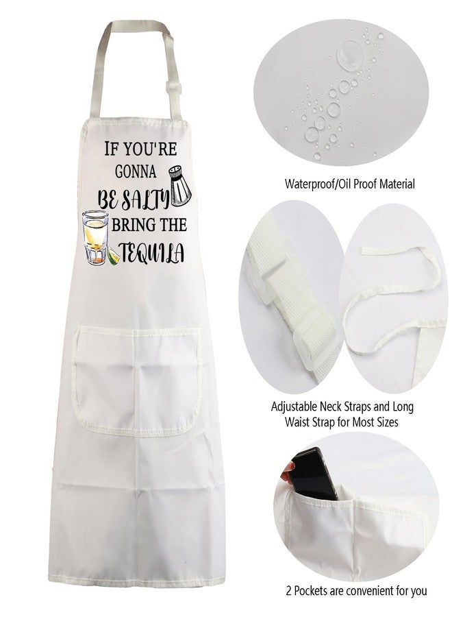 MBMSO Tequila Lover Gifts If You’re Gonna Be Salty Bring the Tequila Apron Funny Tequila Sayings Gifts for Margarita Lovers (Tequila Apron-white) - Image 5
