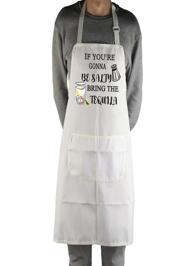 MBMSO Tequila Lover Gifts If You’re Gonna Be Salty Bring the Tequila Apron Funny Tequila Sayings Gifts for Margarita Lovers (Tequila Apron-white) - Image 4