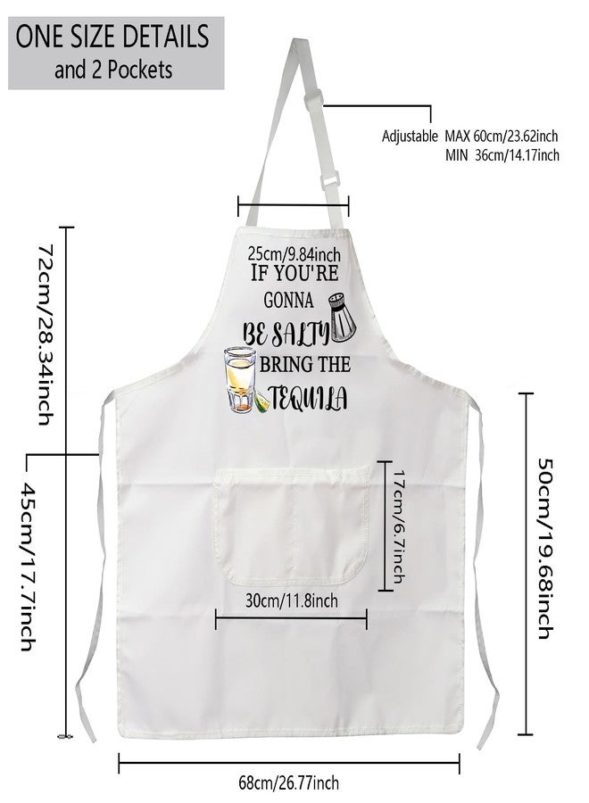 MBMSO Tequila Lover Gifts If You’re Gonna Be Salty Bring the Tequila Apron Funny Tequila Sayings Gifts for Margarita Lovers (Tequila Apron-white) - Image 2