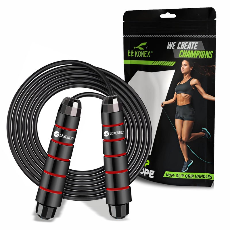 كونيكس حبل قفز قابل للتعديل للرجال والنساء | حبل رياضي لللياقة البدنية والتدريب في المنزل والصالة الرياضية (أحمر) - Image 1