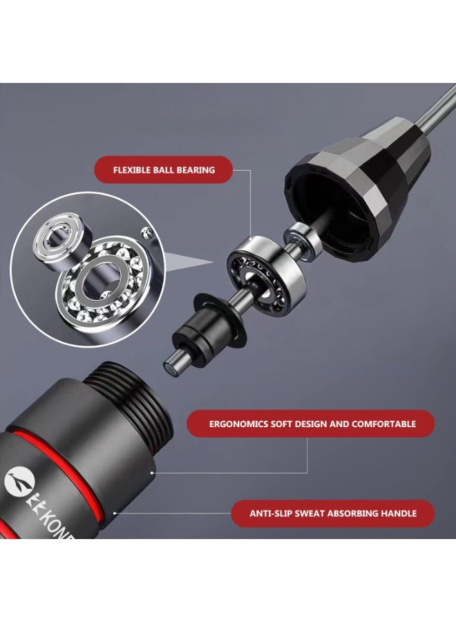 كونيكس حبل قفز قابل للتعديل للرجال والنساء | حبل رياضي لللياقة البدنية والتدريب في المنزل والصالة الرياضية (أحمر) - Image 3