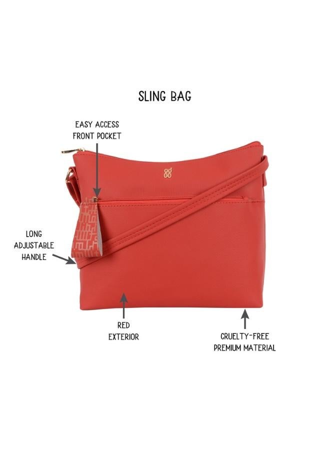 Baggit Women Red Sling Bag Small Size | Ladies Stylish Casual Cross Body Purse Handbag - Image 2