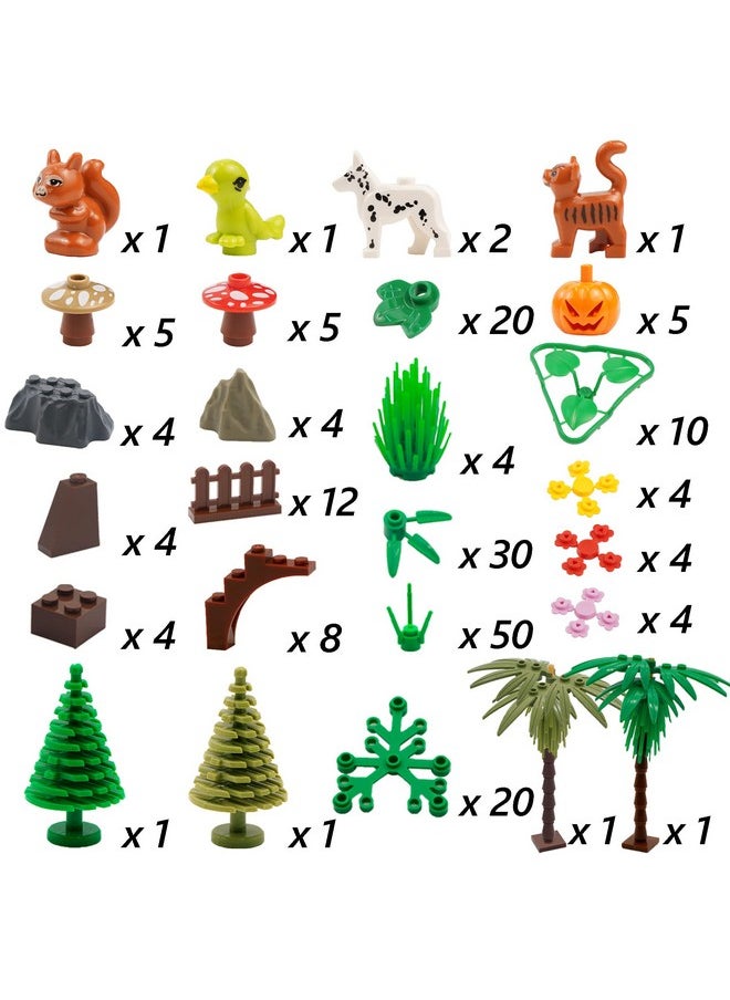 BroTex BroTex Plants Tree Accessories Jungle - Botanical Parts Bricks Flower Leaf Forest Flower Plants Pieces Building Blocks Set, Animals Farm Squirrel Birds Grass Garden House Toy (Without Baseplate)  - Image 5