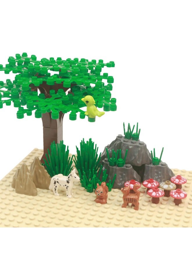 BroTex BroTex Plants Tree Accessories Jungle - Botanical Parts Bricks Flower Leaf Forest Flower Plants Pieces Building Blocks Set, Animals Farm Squirrel Birds Grass Garden House Toy (Without Baseplate)  - Image 2