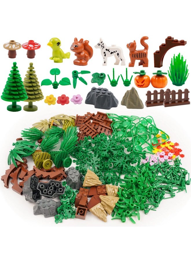 BroTex BroTex Plants Tree Accessories Jungle - Botanical Parts Bricks Flower Leaf Forest Flower Plants Pieces Building Blocks Set, Animals Farm Squirrel Birds Grass Garden House Toy (Without Baseplate)  - Image 1