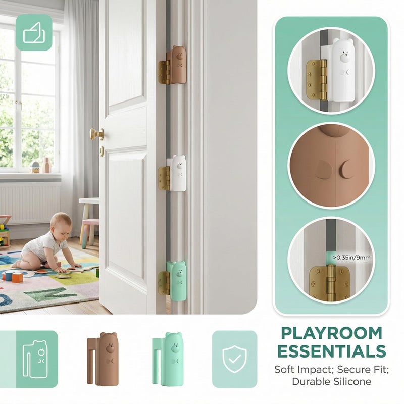 Elfzone Door Pinch Guard Baby Proofing - Door Hinge Cover,Hanging Silicone Pinch Guard and Anti Slam Stopper,Baby Proofing to Keep Open Stop from Slamming 3pcs - Image 4