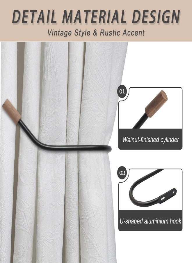 warmtone Curtain Holdbacks Farmhouse Curtain Holder for Drapes Tiebacks, Quality Metal Decorative Holder for Window Curtain Panels, Pack-2, Matte Black - Image 2