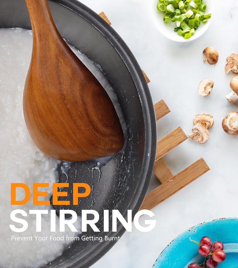 Beynant Wooden Spoons for Cooking, Natural Premium Teak Wood Corner Spoon, Good Grip Large Wooden Spoons and Wooden Spatula, Heat Resistant Wooden Cooking Utensil - Image 3