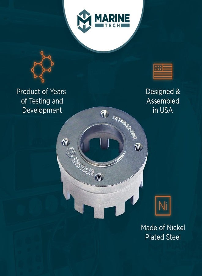 M Marine Tech Tools مفتاح ربط حلقات التثبيت من مارين تك تولز ياماها، قطر خارجي 87 مم، 12 سنًا، ملحق بمقبض المفتاح (AMT0031)، يناسب حلقات التثبيت من ياماها، يزيل حوامل المحامل. - Image 4