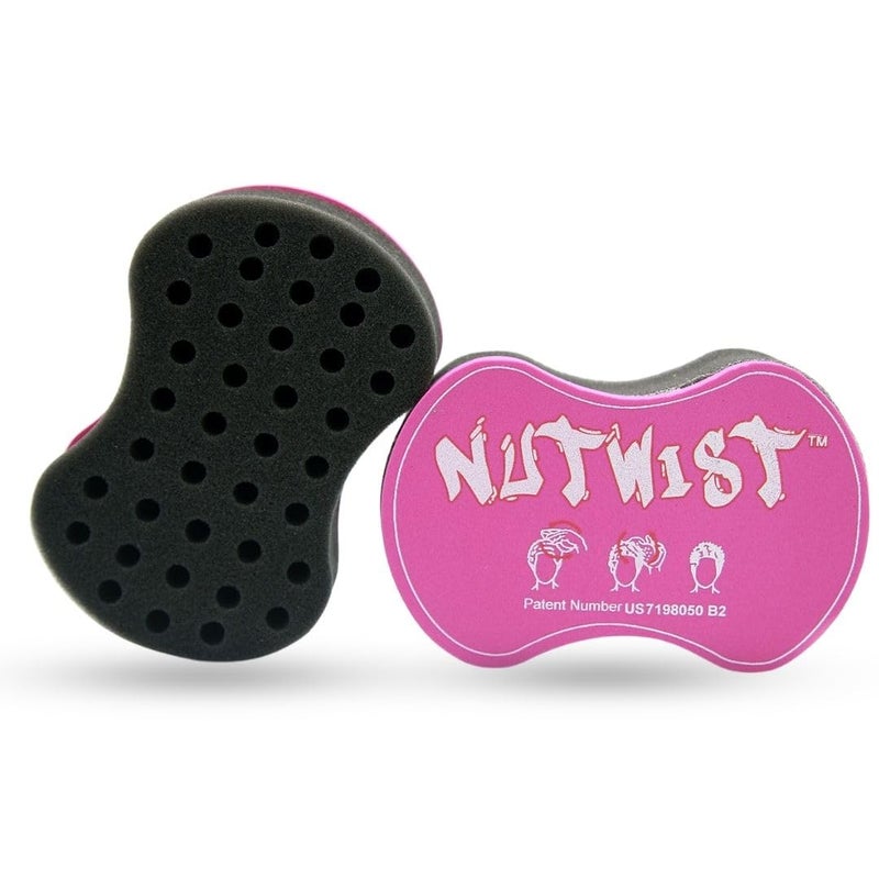 Nudred NuTwist Dread Twist Hair Sponge for Curls Black Men, Coils, and Twists - Hair Twisting Sponge Barber's Curling Care Brushes for Afro Curly Freeform Dreads, Curls Small Holes, Pink - Image 1