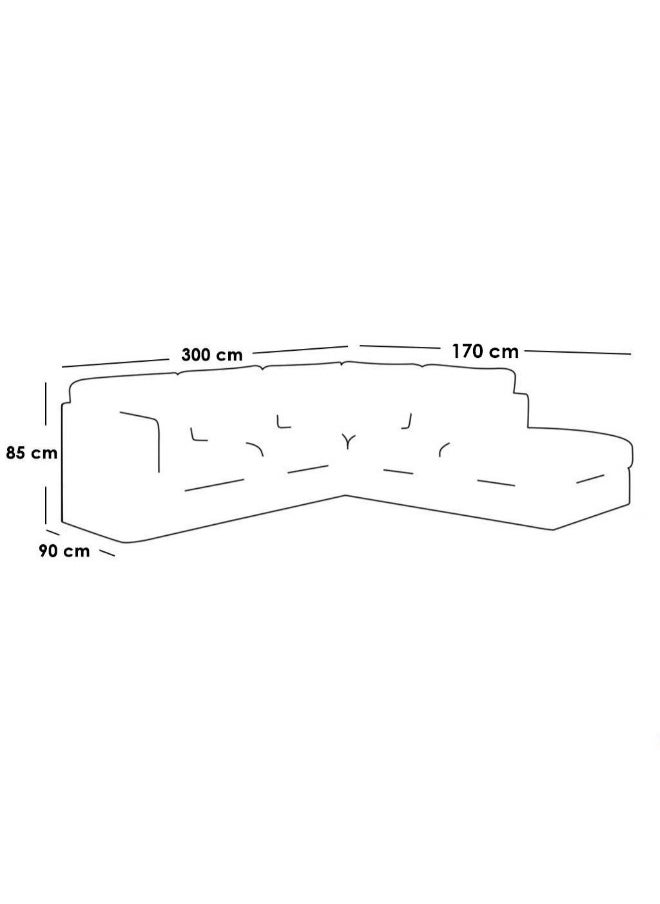 Al Home - 4 Seater L-shape Sofa 300×170×90×85 Cm - Beige - Image 1