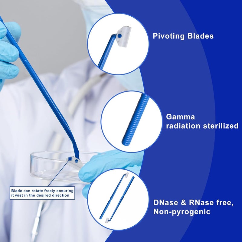 CryoKing Store Biologix 100PCS Cell Culture Scraper, Multi-Position 18cm Handle Cell Scraper, Sterile, Individually Packaged, Polyethylene, Non-Pyrogenic - Image 3