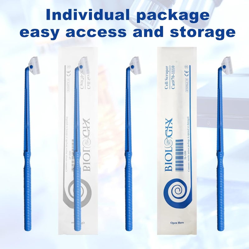 CryoKing Store Biologix 100PCS Cell Culture Scraper, Multi-Position 18cm Handle Cell Scraper, Sterile, Individually Packaged, Polyethylene, Non-Pyrogenic - Image 4