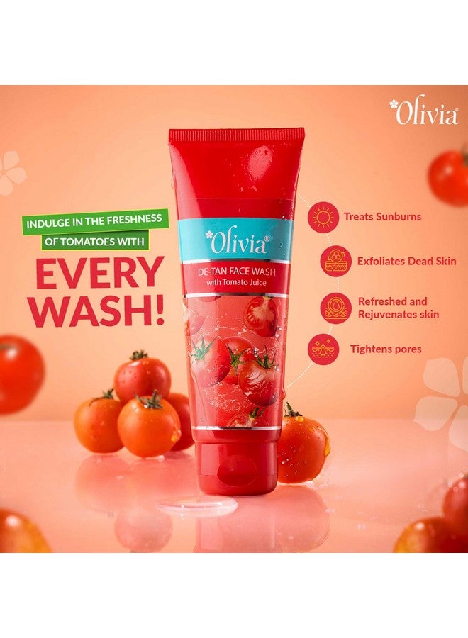 Olivia De-Tan Face Wash Cleanser with Tomato Juice for Women - 50g | Hydrating Skin Lightening Creams for Tan Removal, Skin Brightening & Deep Cleansing | Glowing, Even-Toned Face Wash - Image 3