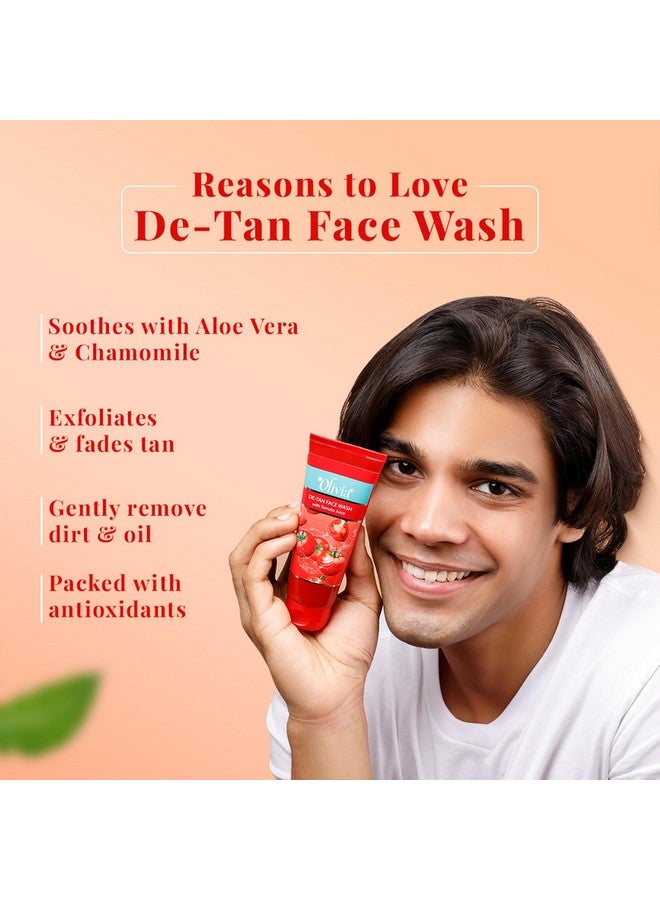 Olivia De-Tan Face Wash Cleanser with Tomato Juice for Women - 50g | Hydrating Skin Lightening Creams for Tan Removal, Skin Brightening & Deep Cleansing | Glowing, Even-Toned Face Wash - Image 2