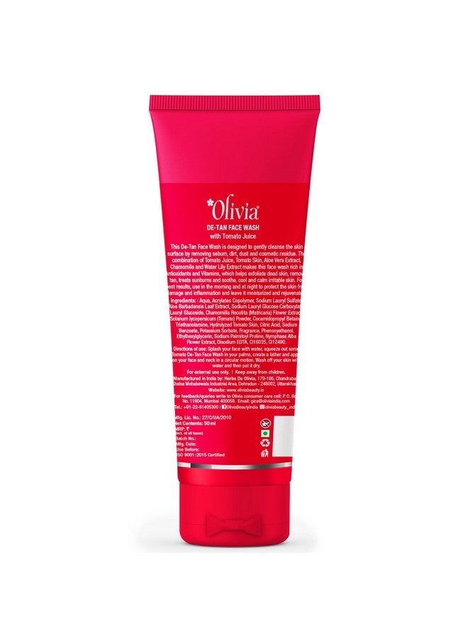 Olivia De-Tan Face Wash Cleanser with Tomato Juice for Women - 50g | Hydrating Skin Lightening Creams for Tan Removal, Skin Brightening & Deep Cleansing | Glowing, Even-Toned Face Wash - Image 5