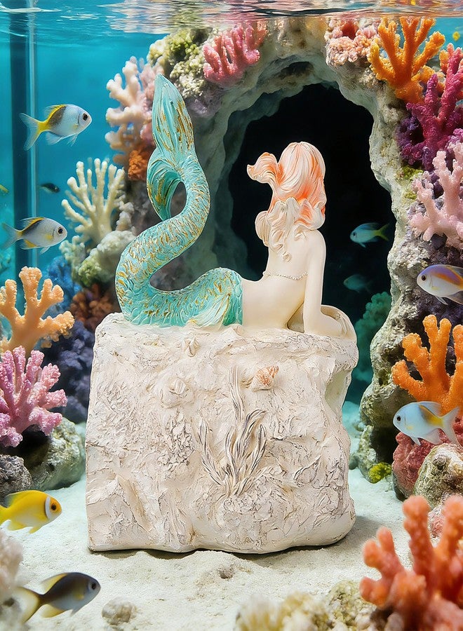 Teaeeno Mermaid Statue Faux Log Fish Cave, Predator Control and Decorative Shelter for Koi and Fish, Ponds, Aquariums, and Terrariums, Mermaid Statue Decor - Image 4
