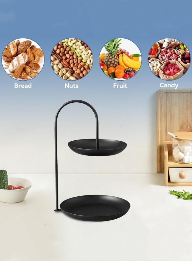 Optico 2-Tier Candy Tray, Candy Buffet Plate Fruit Tray Desserts Serving Tray Fruit Candy Tray Organizer Tower Double Layer Cake Stand Fruit String Plate Candy Nut Storage Case (Black, 20 x 20 x 30 cm) - Image 5