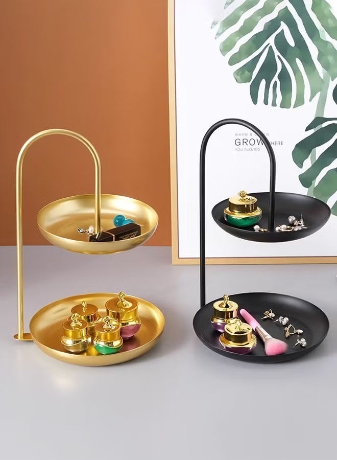 Optico 2-Tier Candy Tray, Candy Buffet Plate Fruit Tray Desserts Serving Tray Fruit Candy Tray Organizer Tower Double Layer Cake Stand Fruit String Plate Candy Nut Storage Case (Black, 20 x 20 x 30 cm) - Image 4