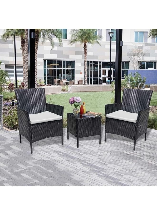 Harmony Home 3-Piece Rattan Garden Lounge Set with Cushions, 58x49x82 cm, Outdoor Patio & Balcony Seating, Weather-Resistant Poly Rattan with Steel Frame, Brown - Image 1