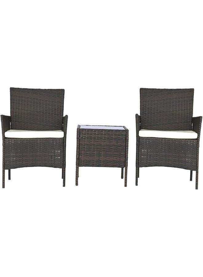 Harmony Home 3-Piece Rattan Garden Lounge Set with Cushions, 58x49x82 cm, Outdoor Patio & Balcony Seating, Weather-Resistant Poly Rattan with Steel Frame, Brown - Image 2