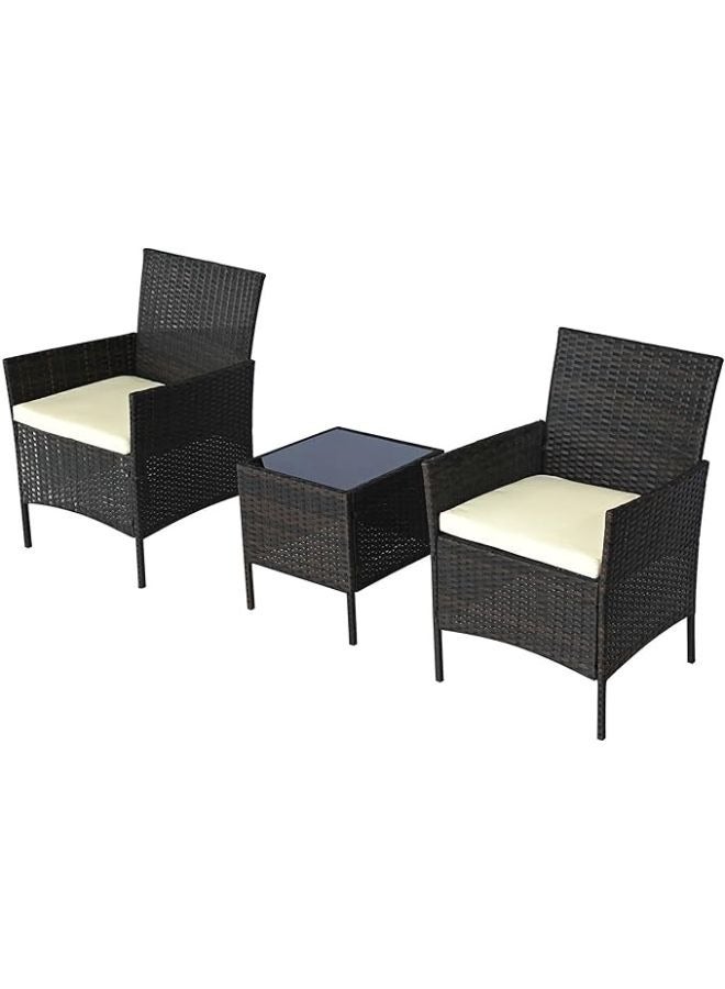 Harmony Home 3-Piece Rattan Garden Lounge Set with Cushions, 58x49x82 cm, Outdoor Patio & Balcony Seating, Weather-Resistant Poly Rattan with Steel Frame, Brown - Image 3