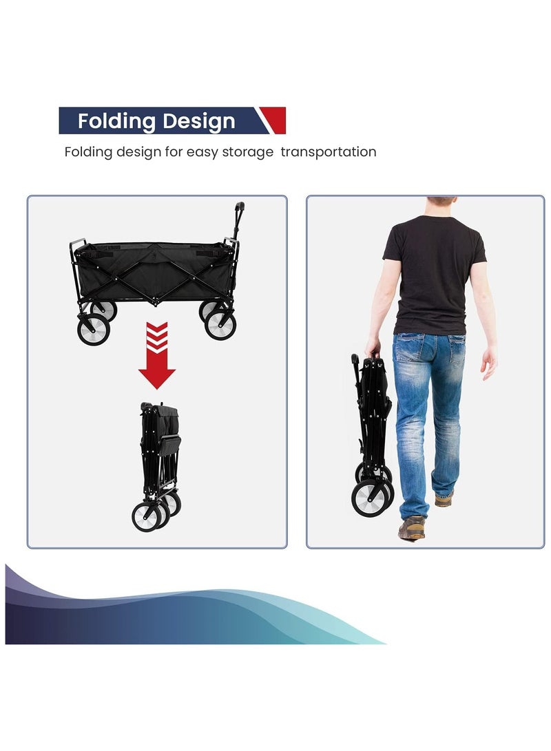 BJM Garden Cart Camping Wagon Foldable, Shopping Trolleys Utility Outdoor Wagon Collapsible Garden Camping Picnic Cart - Image 2