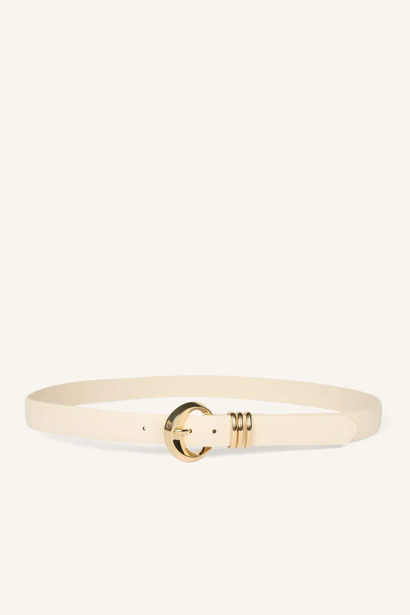 Woman Rectangle Clasp Faux Leather Jean Belt