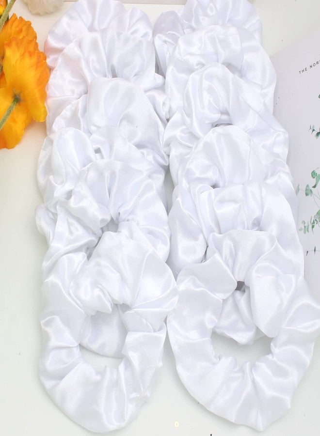 Jeffan 12PCS LED Hair Scrunchies Light Up White Scrunchies,Satin Ponytail Holder Glow in the Dark Hair Accessories Neon Rave Party Supplies - Image 5