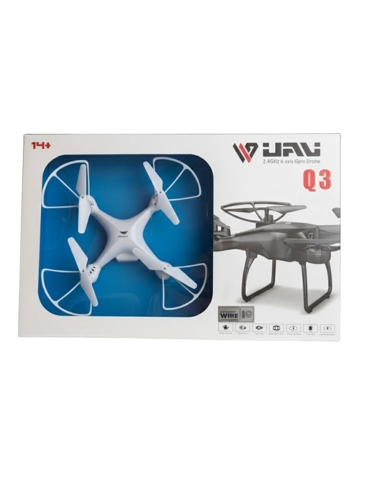 بريميم طائرة بدون طيار رباعية المراوح بيضاء اللون مع جهاز تحكم عن بعد أسود – طائرة بدون طيار تعمل بالتحكم عن بعد بتردد 2.4 جيجاهرتز مزودة بجيروسكوب سداسي المحاور، لعبة طيران مستقرة للمبتدئين - Image 2