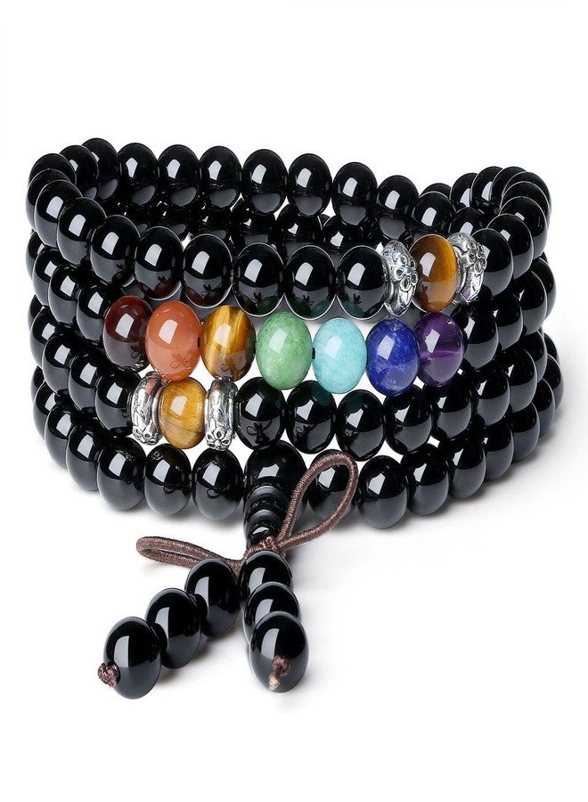 COAI 6mm Multilayer Onyx 7 Chakra 108 Mala Beads Prayer Stones Bracelet Necklace - Image 1