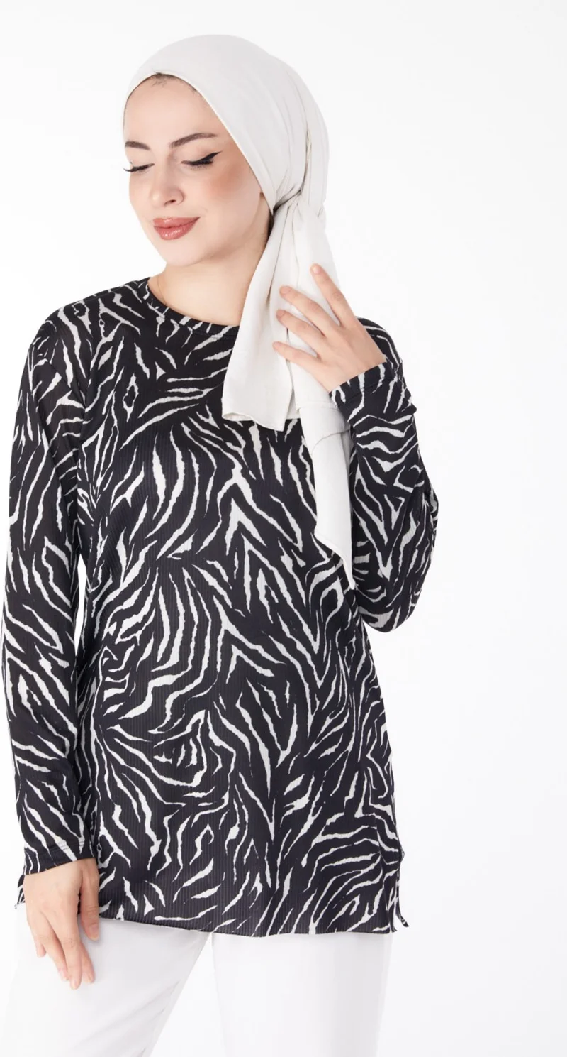 Tofisa Plain Medium Women's Black Patterned Blouse - 25477