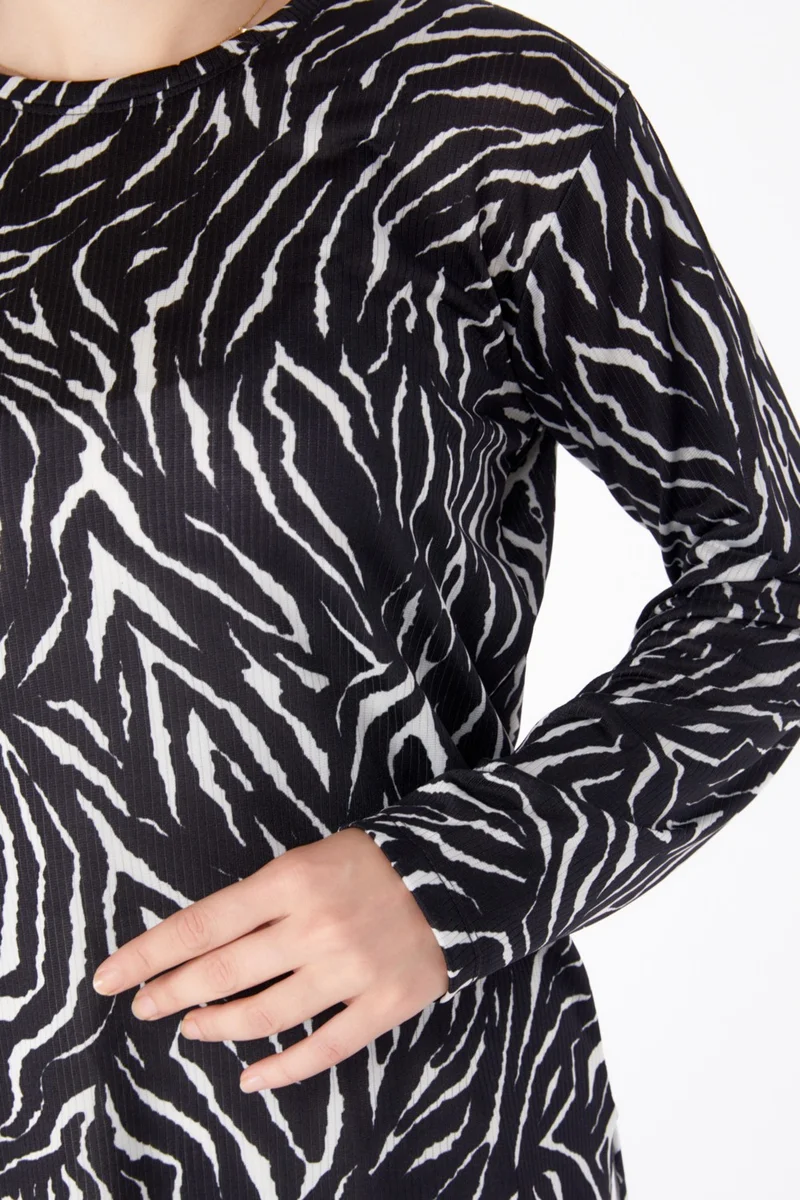 Tofisa Plain Medium Women's Black Patterned Blouse - 25477