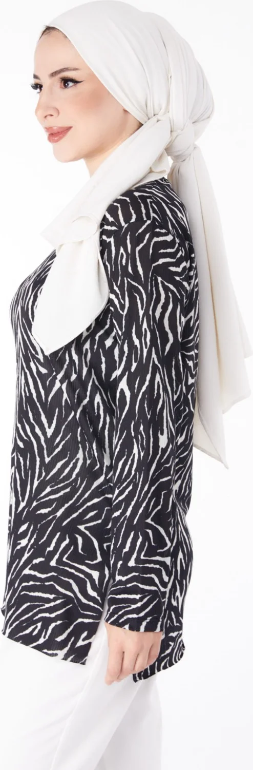 Tofisa Plain Medium Women's Black Patterned Blouse - 25477