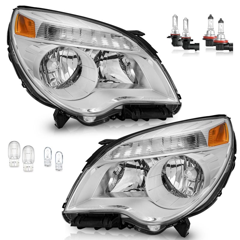WEELMOTO Headlight Assembly for 20102015 Chevy Equinox LSLTfor 2010 2011 2012 2013 2014 2015 Chevy Equinox LSLT Headlamp Replacement Chrome Housing Amber Reflector