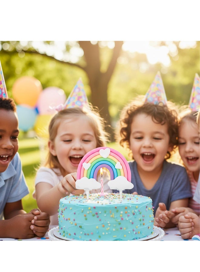 Pastel Rainbow Cloud Heart Cake Topper Birthday Party Decor For Boys Girls - Image 4