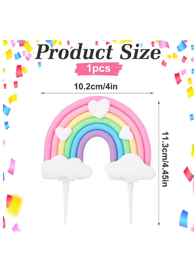 Pastel Rainbow Cloud Heart Cake Topper Birthday Party Decor For Boys Girls - Image 2