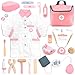 UMU Wooden Doctor Kit for Kids  Doctor  Dentist Play Set for Toddlers with Dr Coat Stethoscope Tooth Model  More  Dress Up  Pretend Play  Medical Toy for Girls Ages 3 4 5 6 - Image 2
