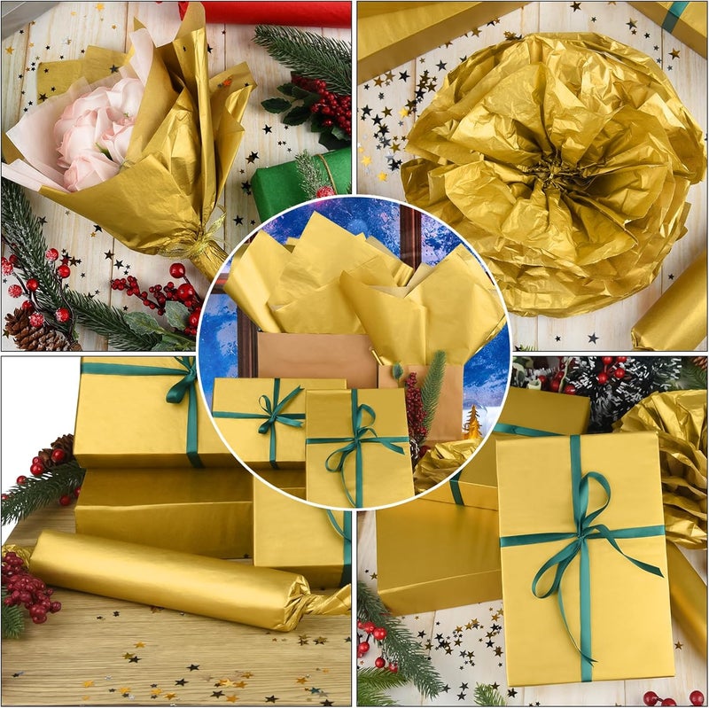 PLULON 60 Sheets Gold Tissue Paper Bulk, Gift Wrapping Tissue Paper for Packaging 14 x 20 Inches Art Crafts for Gift Bags Decorative Floral Wedding Birthday Party Decor - Image 4