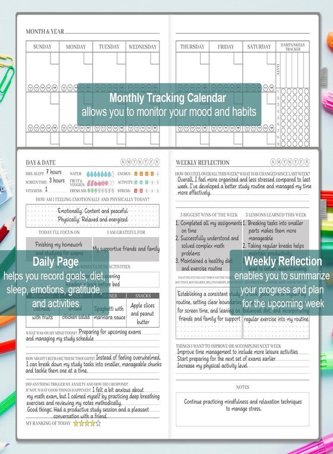SIMSIMY Anxiety & Stress Relief A5(5.8x8.4") Notebook Planner - Image 2