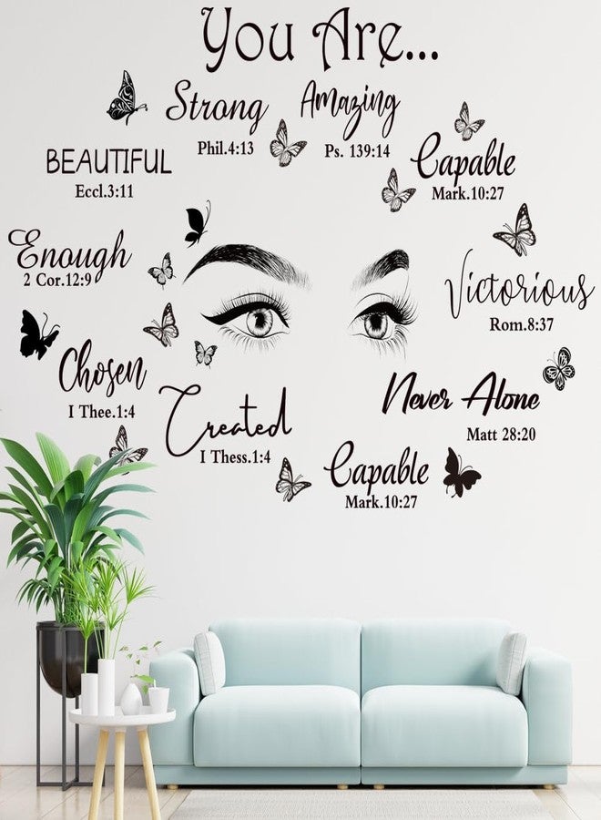 Datesno Inspirational Wall Stickers Eyelash Eyes Vinyl Wall Art Quotes Wall Decals You are Amazing Wall Decor Butterfly Wall Decor Bedroom Decoration for Living Room Home Decor - Image 2